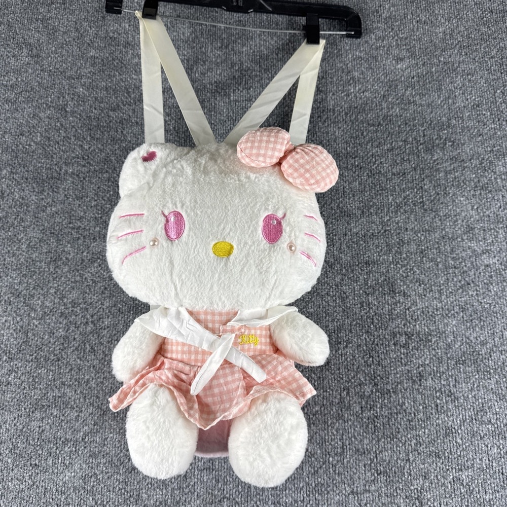 HELLO KITTY PLUSH STUFFED TOY BACKPACK In Pink Gingham Cute